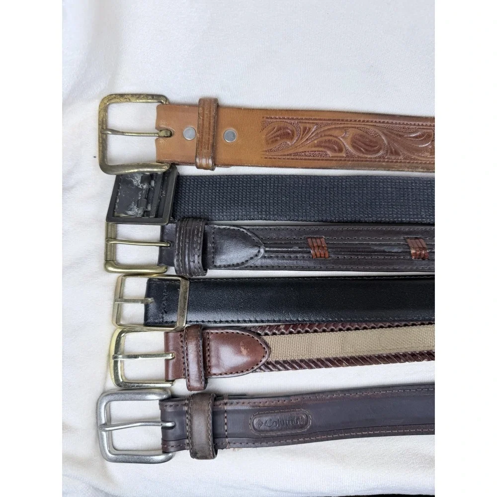 Vintage Men's Belt Lot Leather Western Casual Dress Mixed Sizes 6 Belts